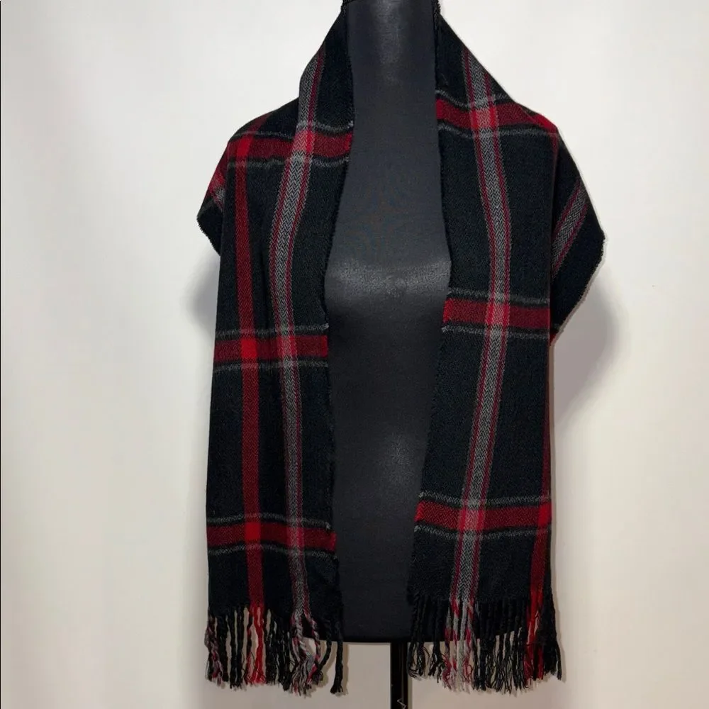 London Fog Black and Red Plaid Scarf